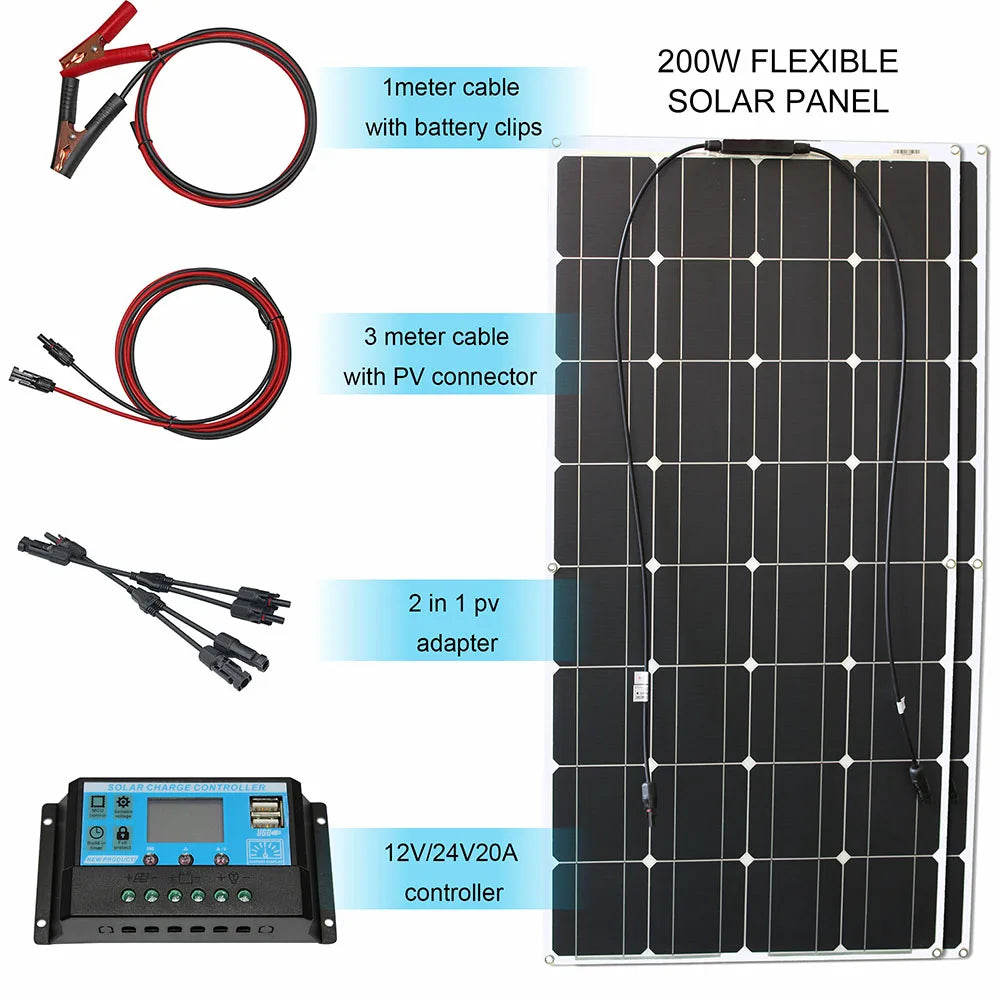 Dgsunlight Flexible 12V Solar Panel Kit With Controller For Boats