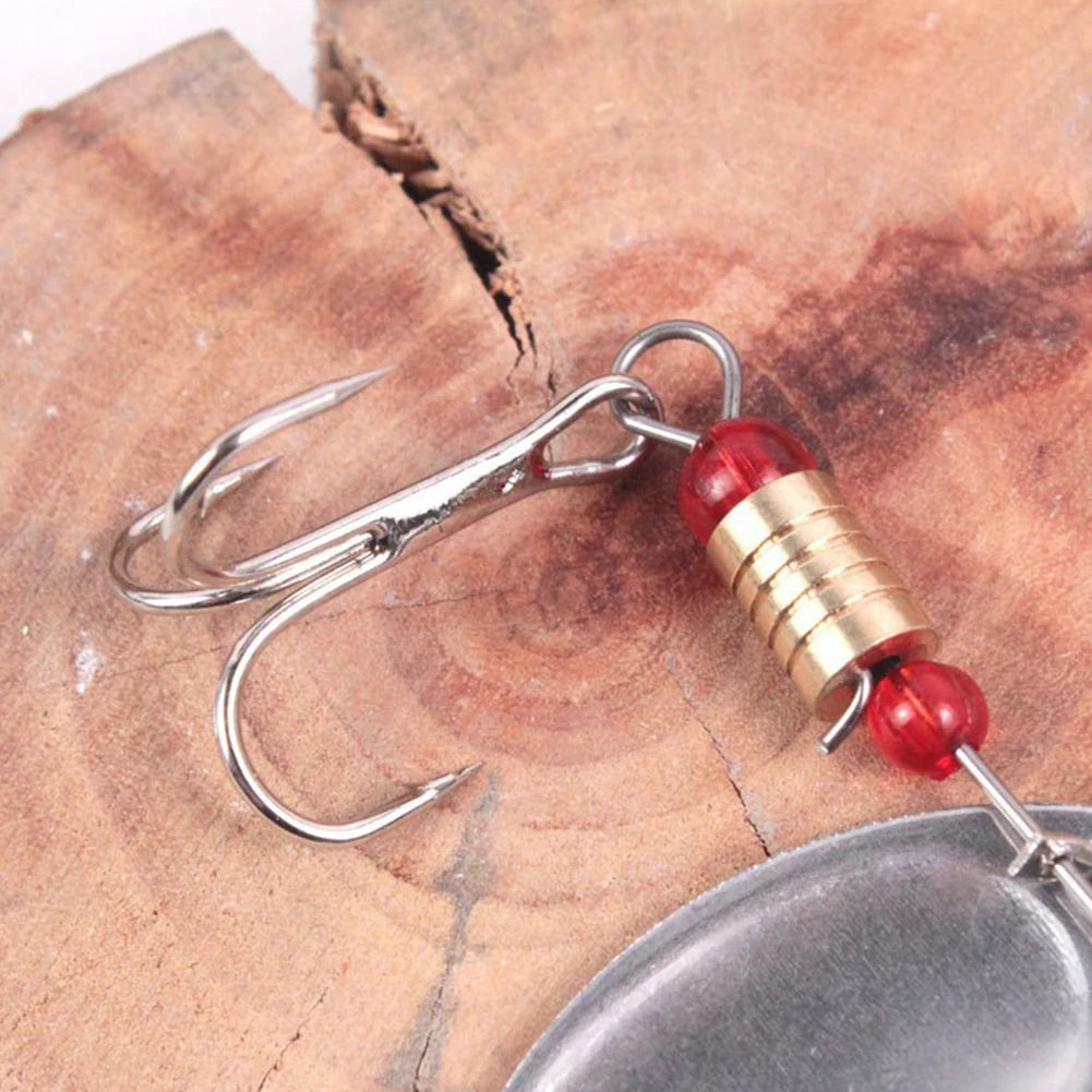 JOCESTYLE Metal Spoon Spinner Lure 30pcs Treble Hooks Freshwater Saltwater