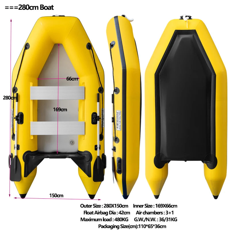 IHOME BOATPARTS Inflatable Kayak With Air Deck Three Air Chambers
