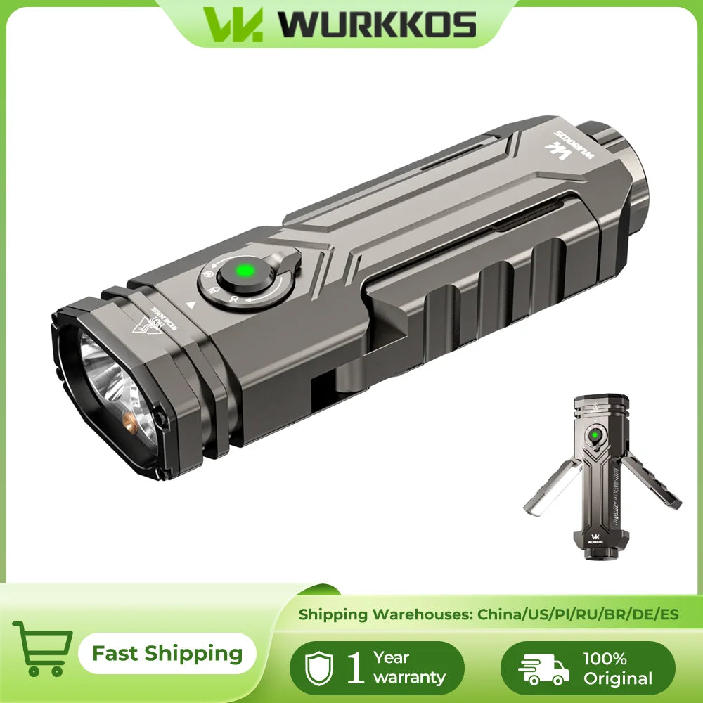 Wurkkos HD02 LED Flashlight Rechargeable Magnetic Folding Torch for Camping