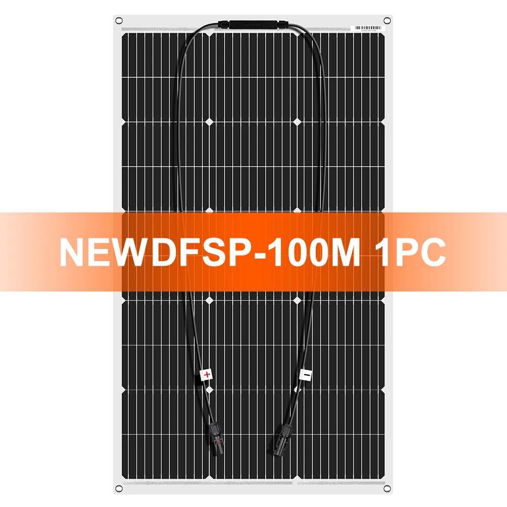 DOKIO 100W Flexible Monocrystalline Solar Panel For Camping RV 12V