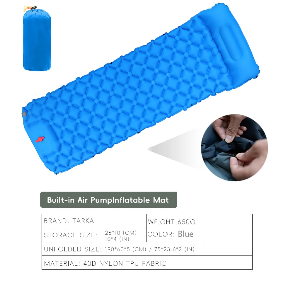 TARKA Inflatable Camping Mat With Pillow For Hiking And Climbing