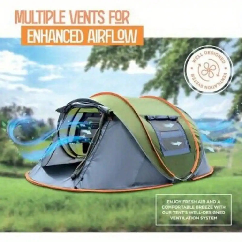 4-Person Easy Pop Up Camping Tent With Two Doors UPF50