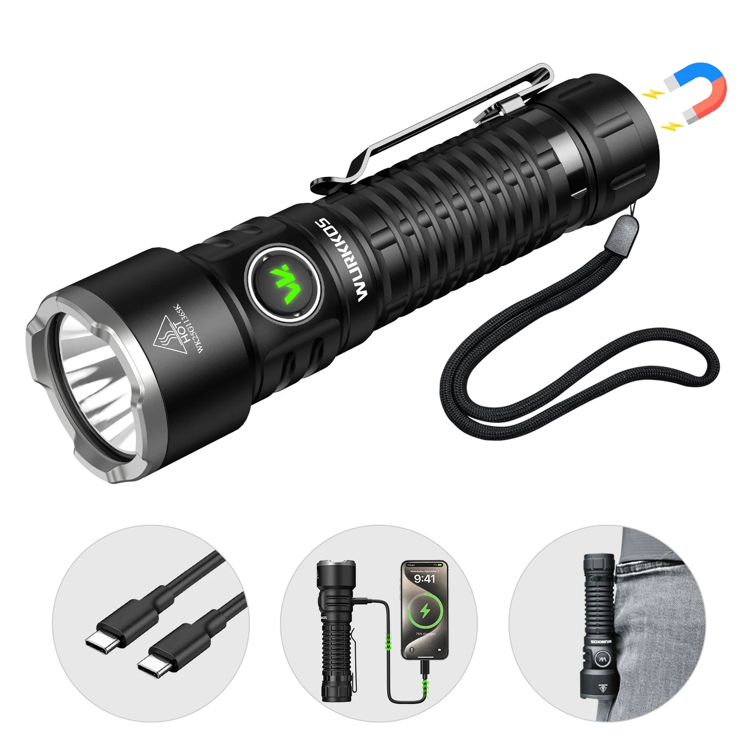 Wurkkos TS28 EDC Flashlight 3200 Lumens 21700 Battery Rechargeable