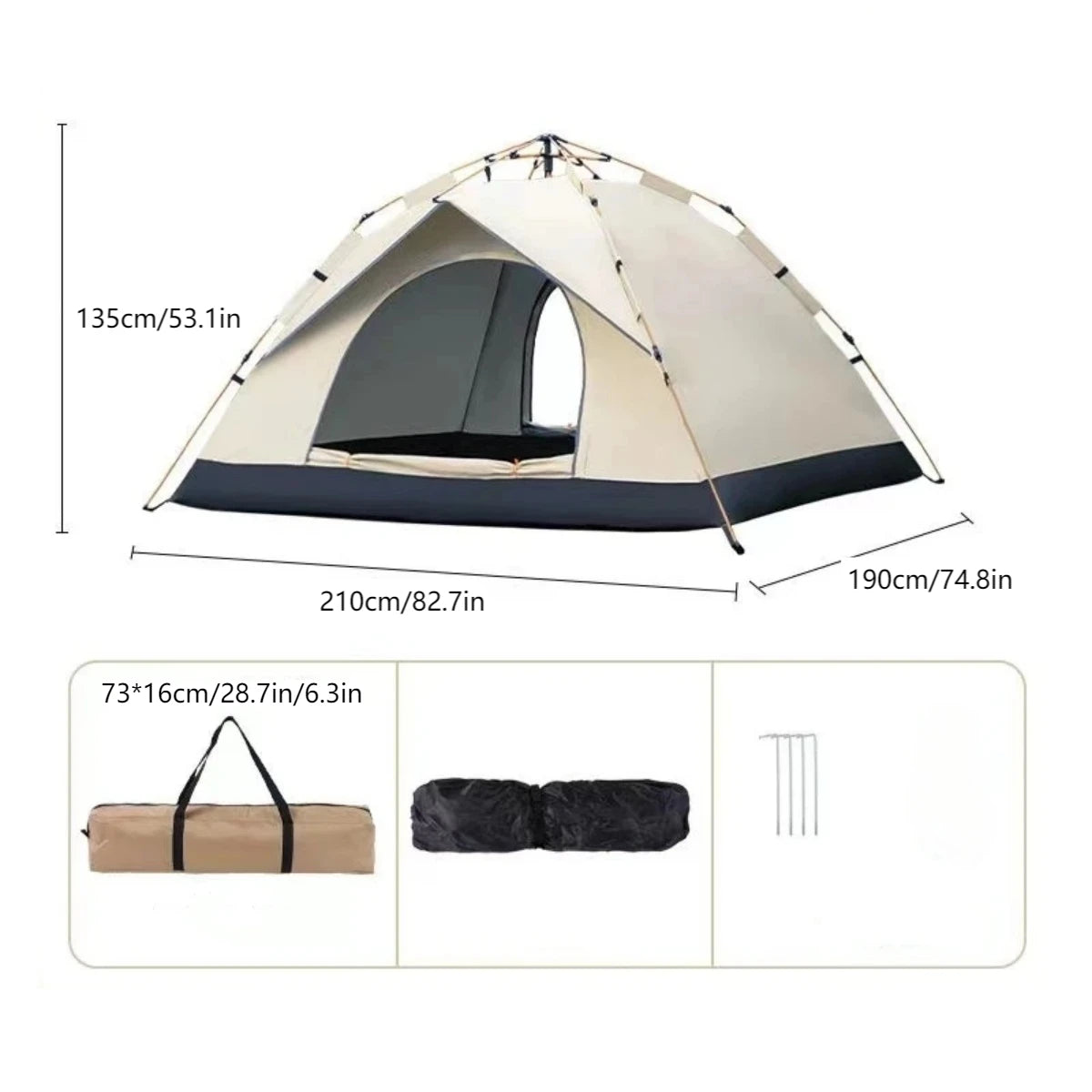 Pakicetus Outdoor Automatic Quick Opening Rainproof Tent With Two Doors
