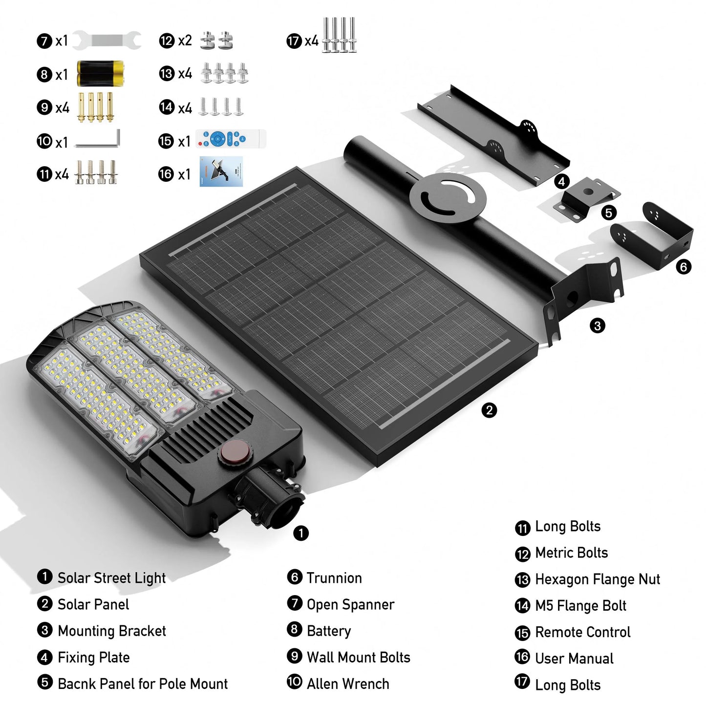 Solar LED Parking Lot Light With Motion Sensor Monocrystalline Panel