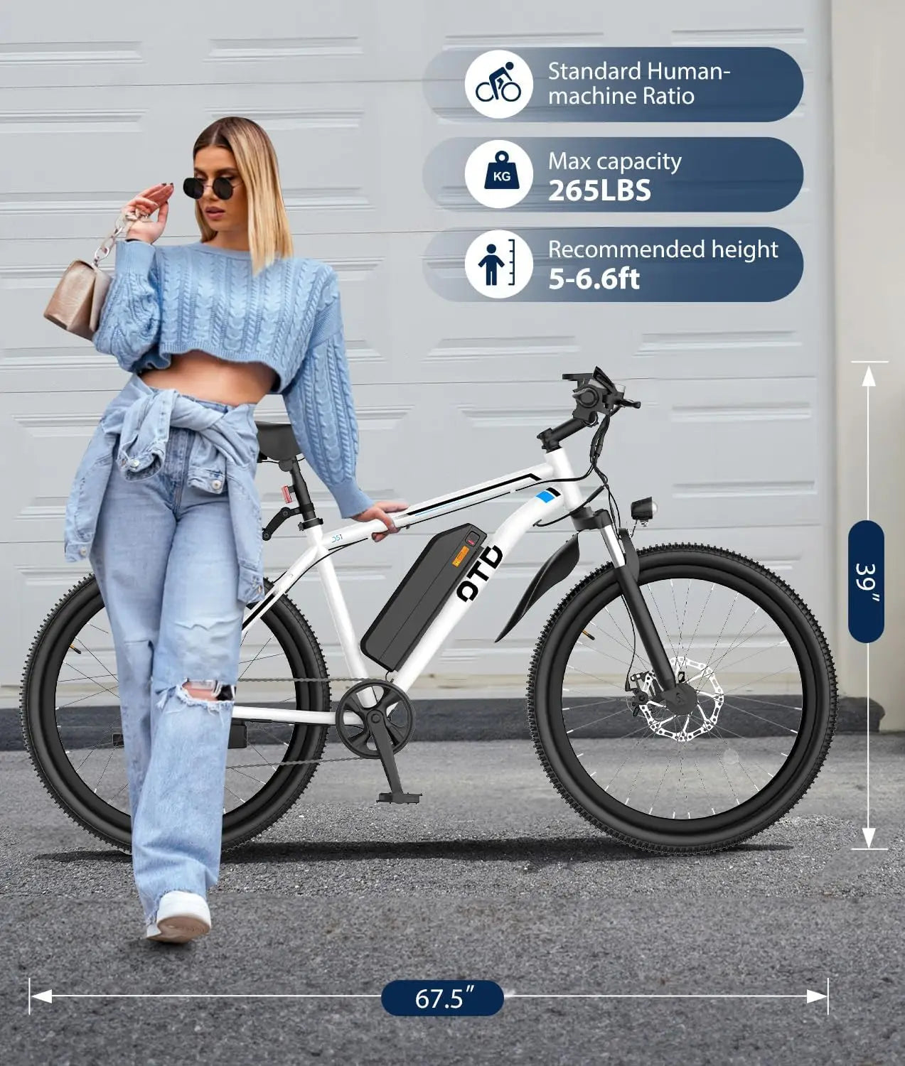 Electric Mountain E-Bike 1200W Peak 28 MPH 90 Mile Range