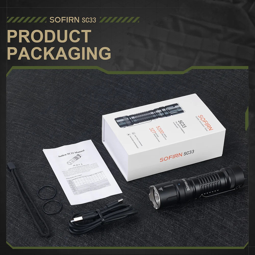 Sofirn SC33 XHP70 HI LED Tactical Flashlight 5200lm 21700