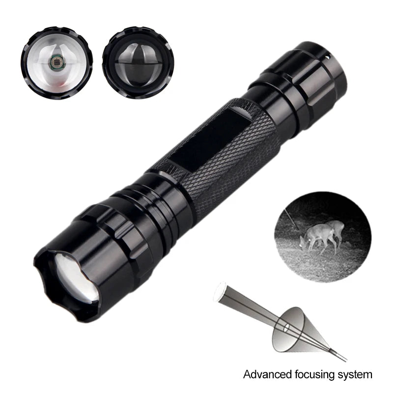 IR Flashlight 300-500m Zoomable 850nm LED Night Vision Torch
