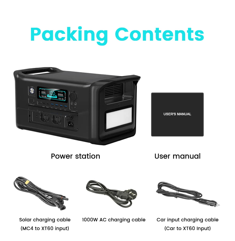CTOLITY 1800W Portable Power Station LiFePO4 Battery UPS Solar Generator