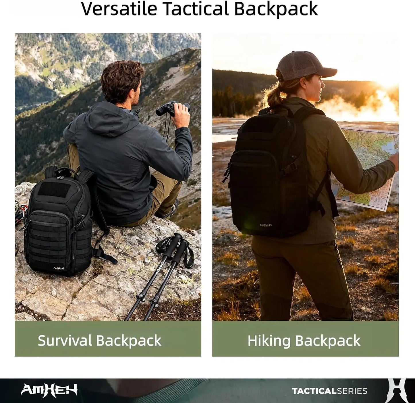 32L Military Tactical Backpack - Rugged Molle Pack for 17' Laptop, Black