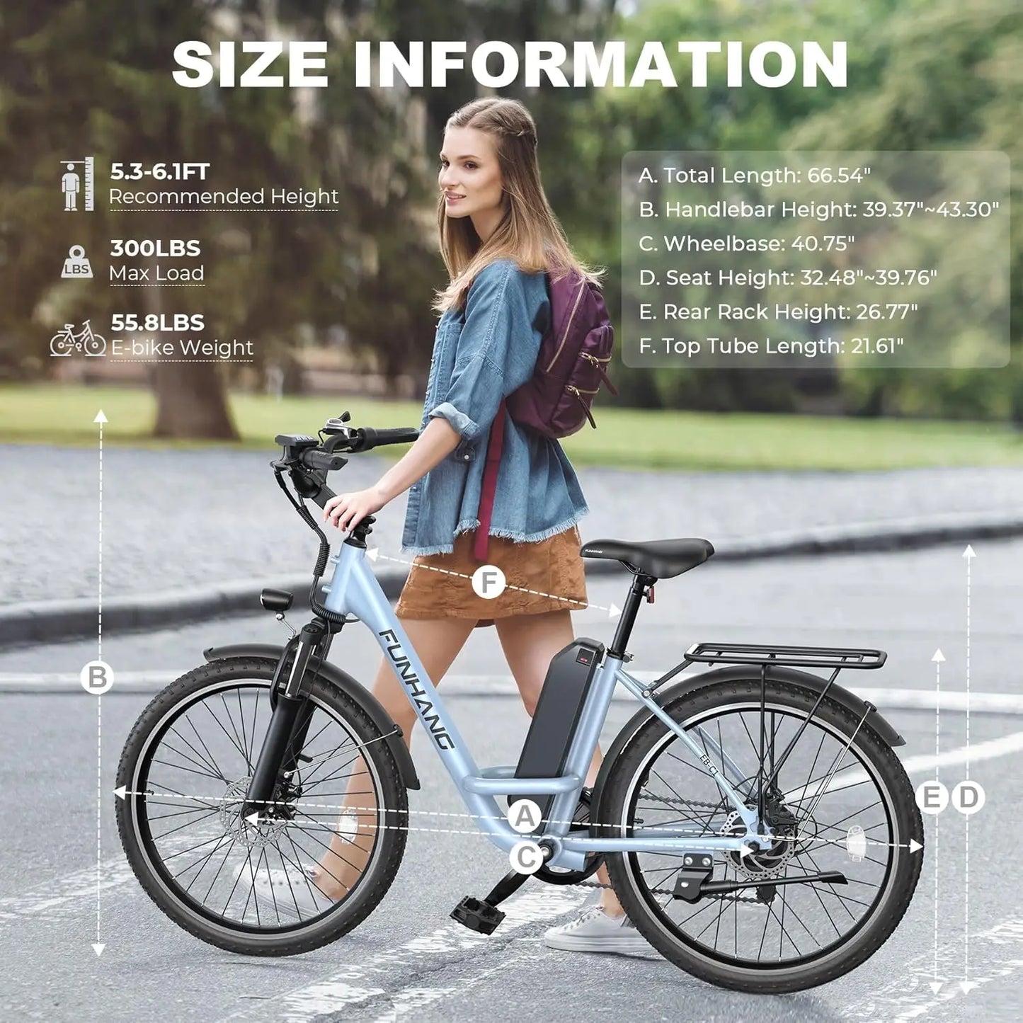 City Cruiser Electric Bike 1000W Peak Motor 20MPH Commuter