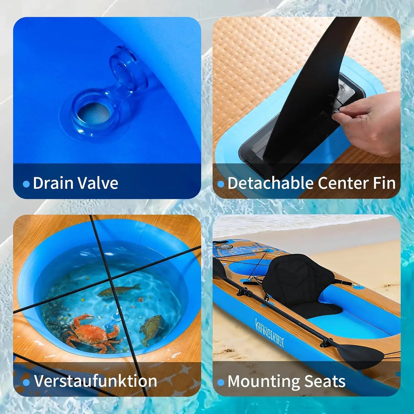 Inflatable Kayak Set With Detachable Seat And Aluminum Oar
