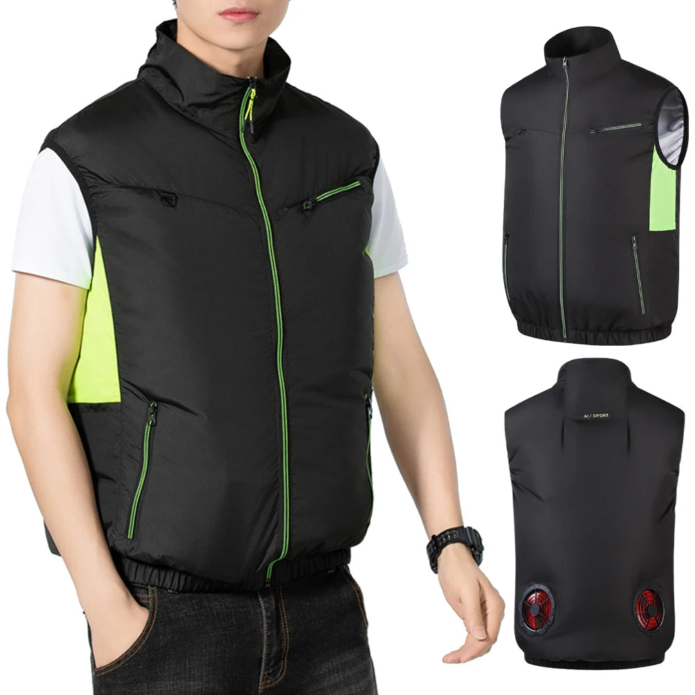 Cooling Vest With Wearable Fan For Heat Relief For Workers