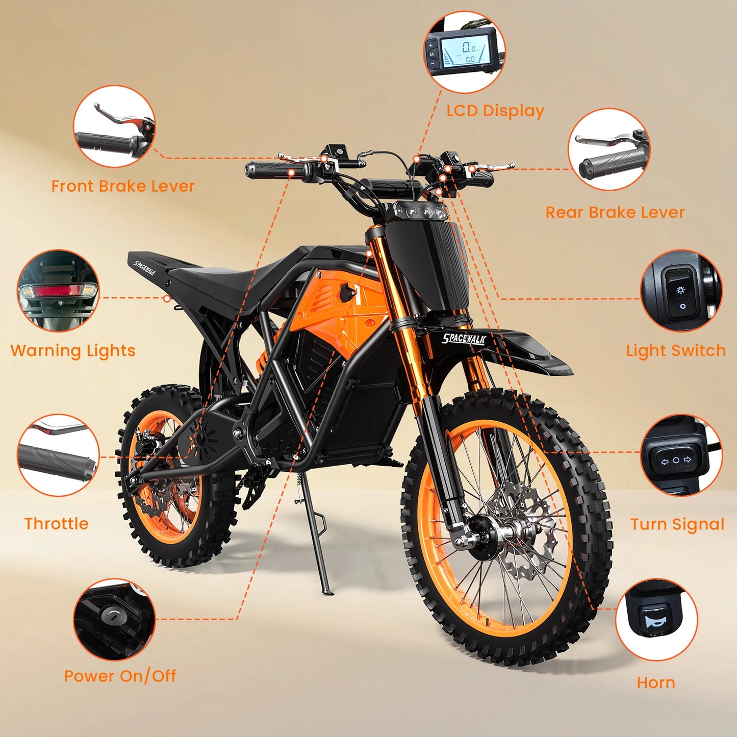 EILLEO SPACEWALK Fat Tire Electric Dirt Bike 3000W Mid Drive