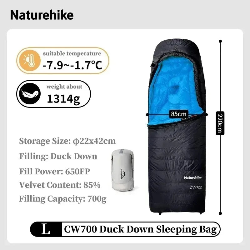 Naturehike CW700 Ultralight Winter Duck Down Sleeping Bag 650FP Waterproof