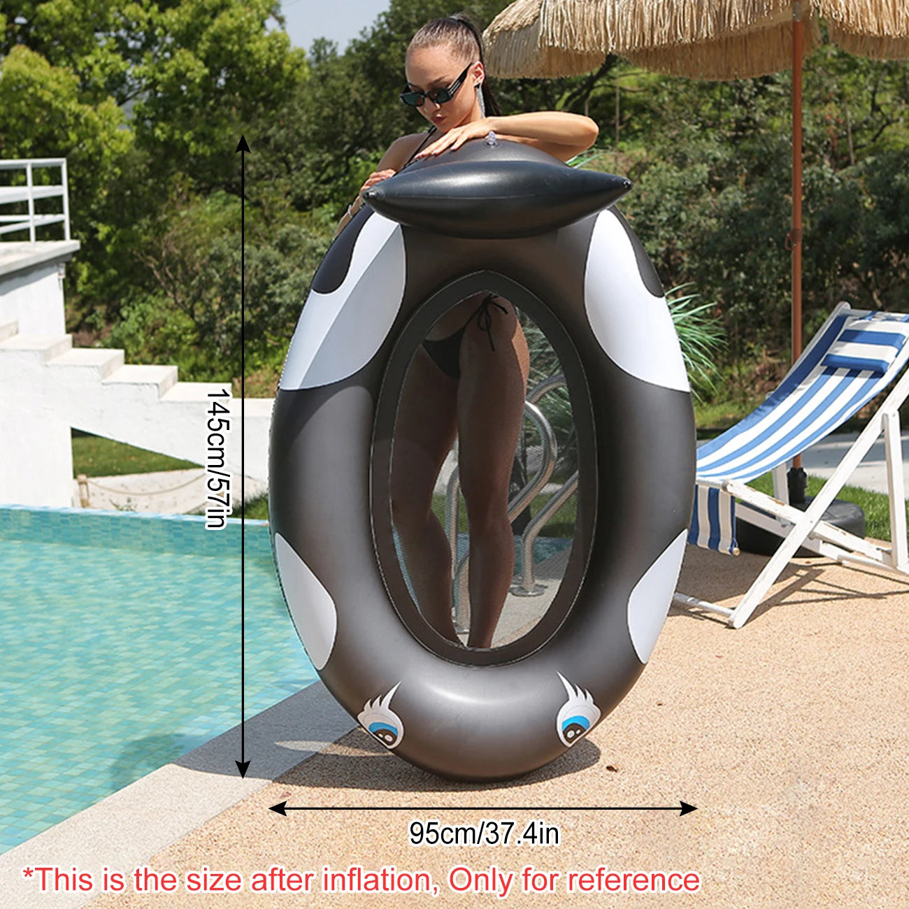 Killer Whale Inflatable Pool Floating Mat for Parties