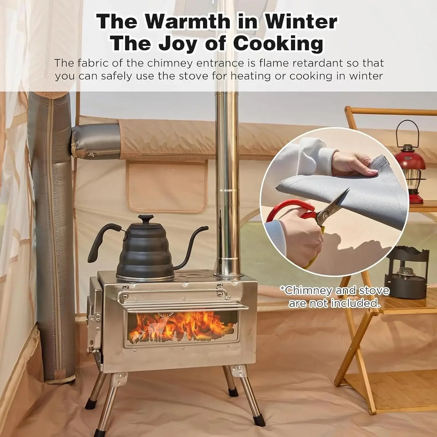 Inflatable Camping Tent With Stove Jack And Mesh Windows