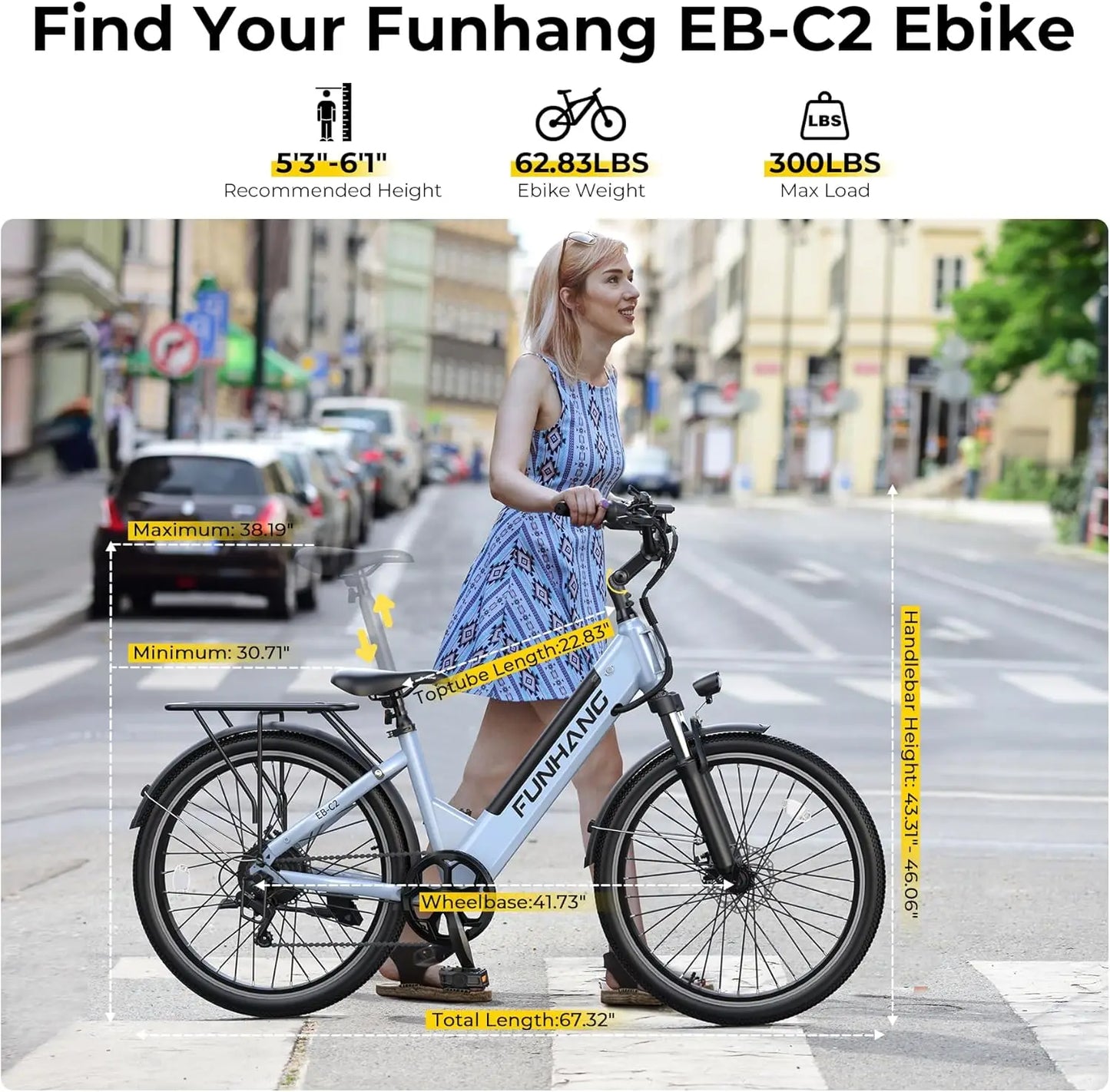 Electric Bike For Adults 1000W Peak Step Thru 48V Battery