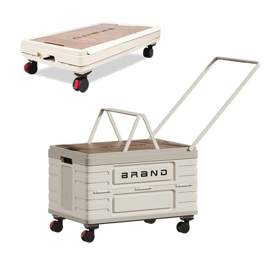 Camping Trolley 360° Rotating Foldable Storage Cart With 4 Wheels