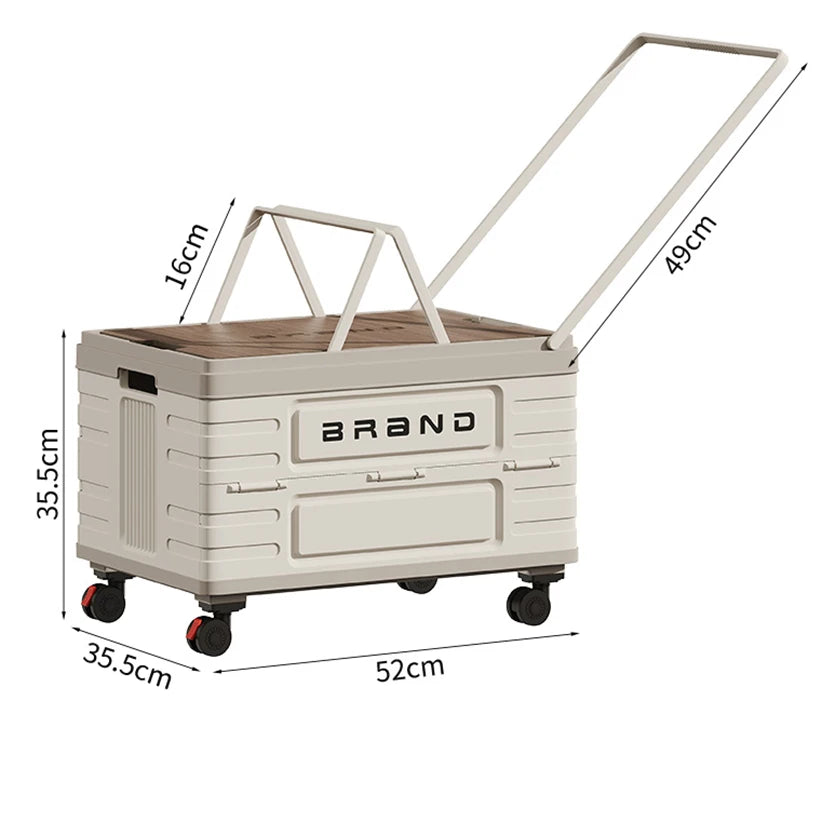 Camping Trolley 360° Rotating Foldable Storage Cart With 4 Wheels