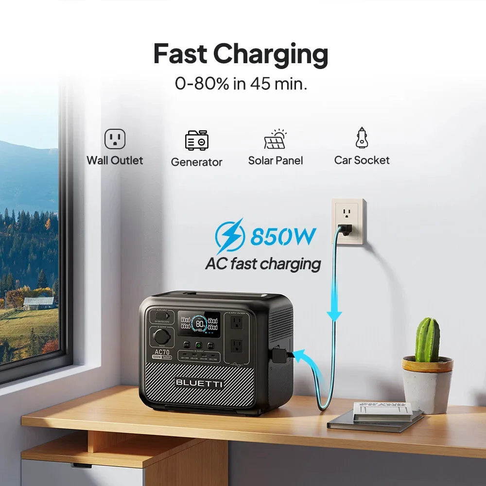 BLUETTI AC70 Portable Power Station Solar Generator