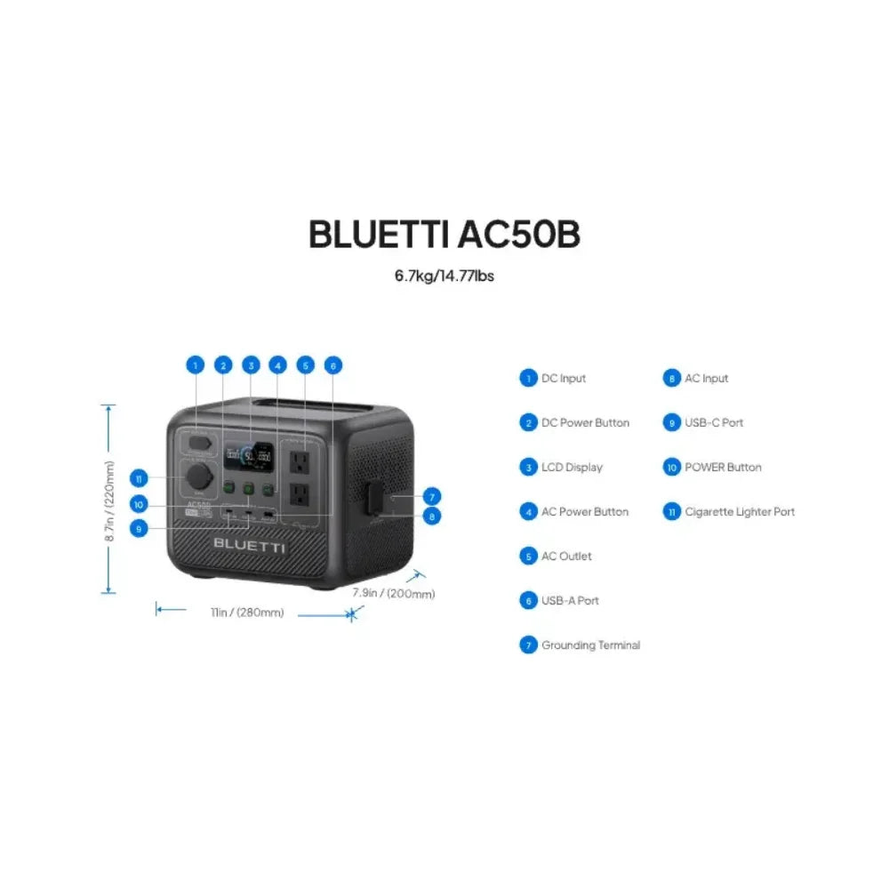 BLUETTI AC50B Portable Power Station 700W 448Wh Outdoor Emergency