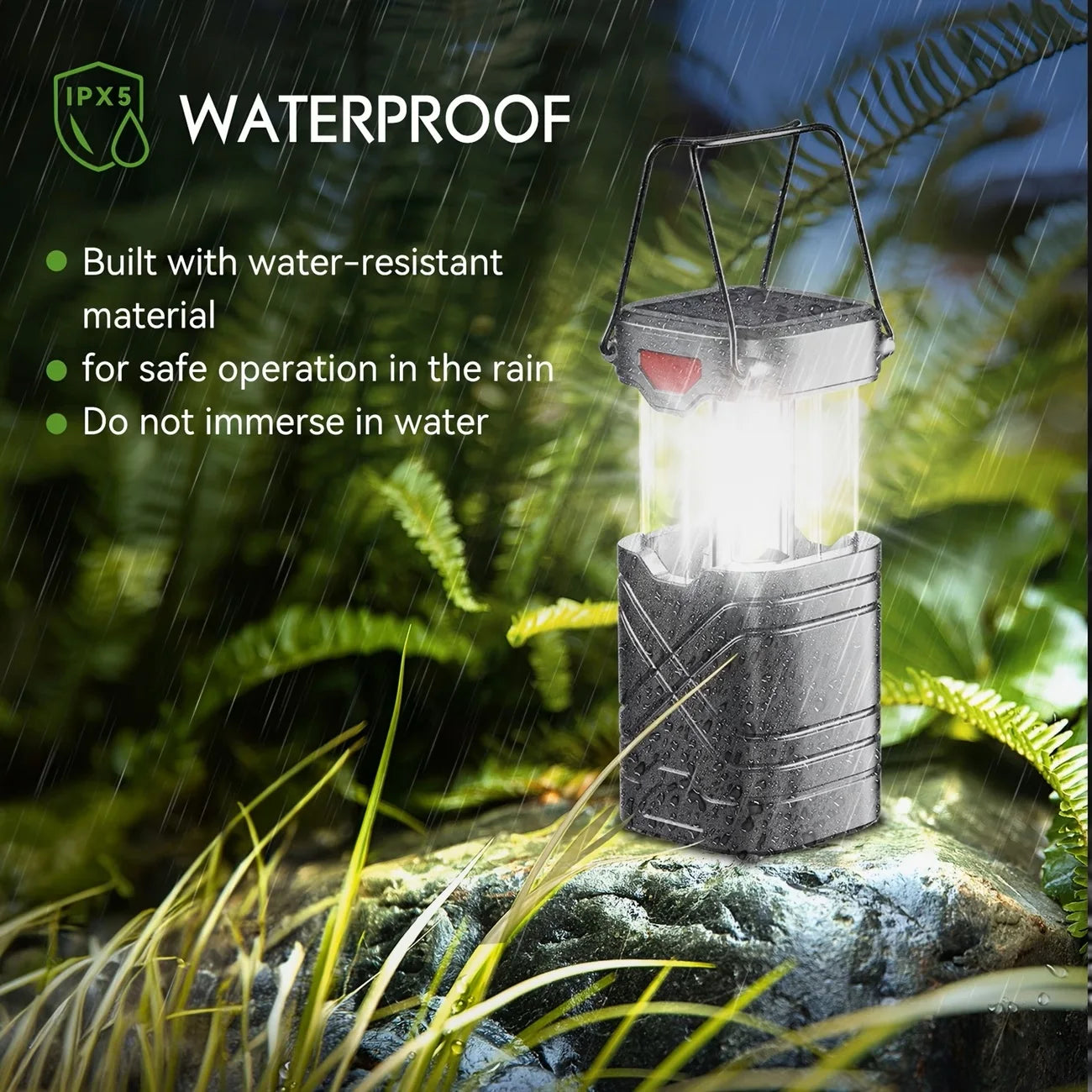 Solar Camping Lantern 2 Pack USB C Rechargeable LED Light