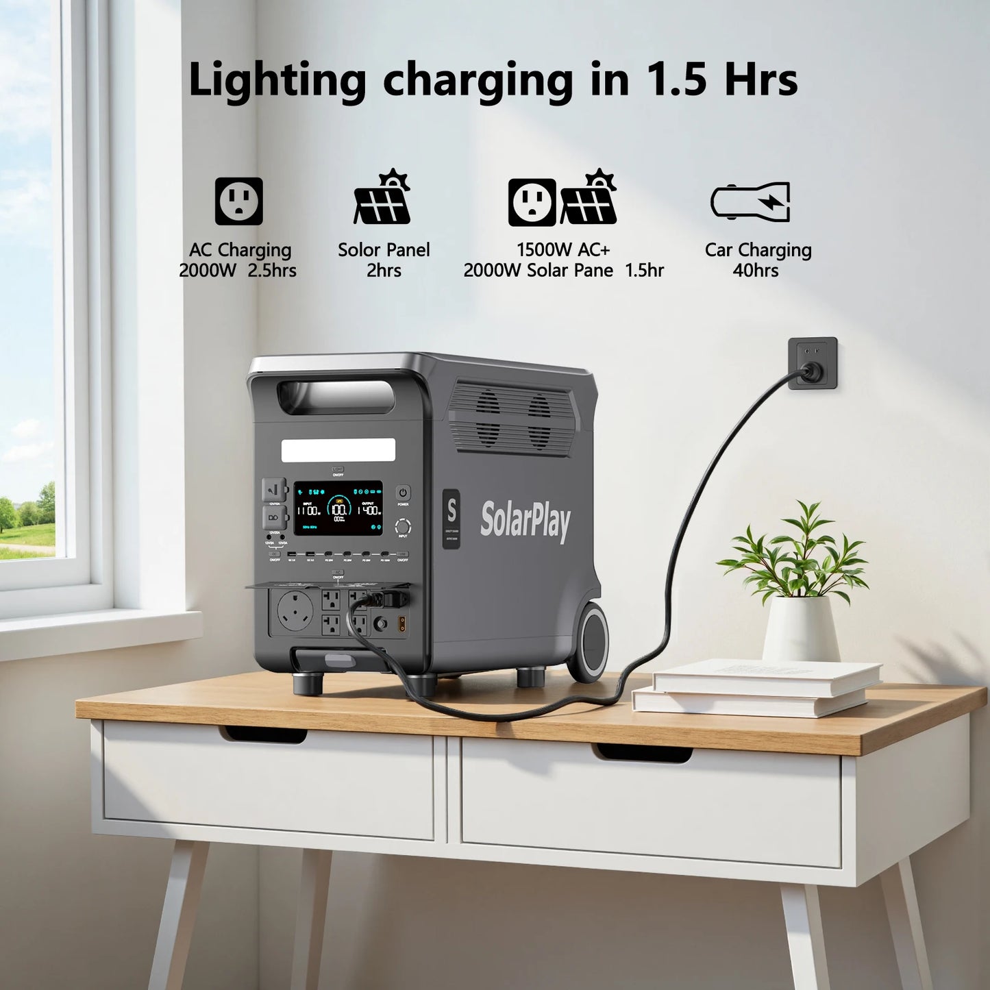SOLARPLAY Q3600 Portable Power Station 3840Wh LiFePO4 Battery
