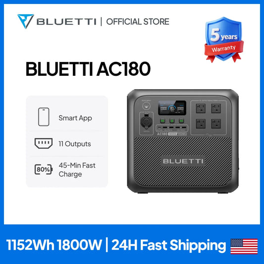Bluetti AC180 1152Wh Portable Power Station Solar Generator