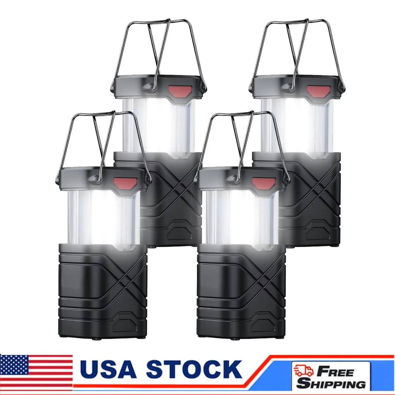 Solar Camping Lantern 2 Pack USB C Rechargeable LED Light