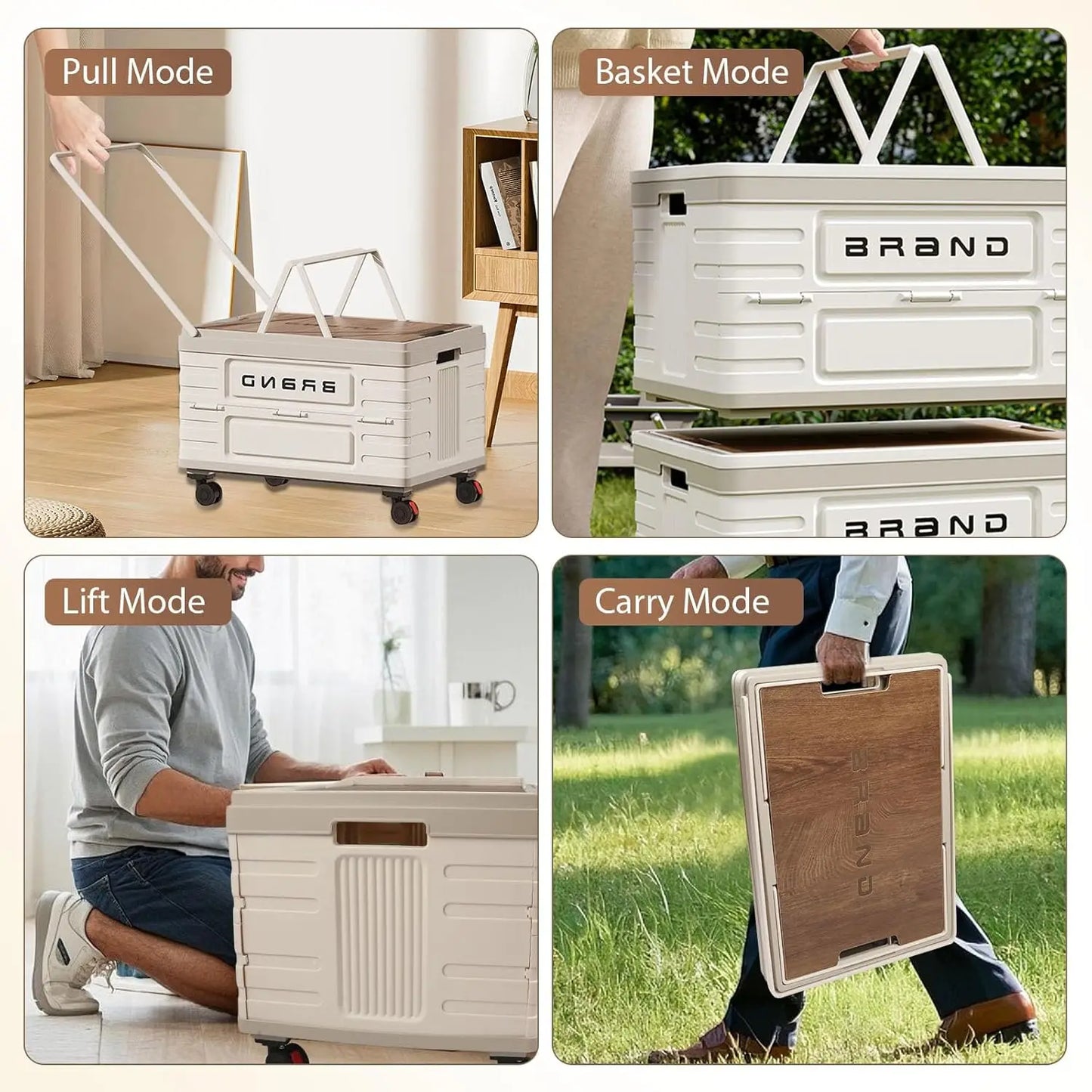 Camping Trolley 360° Rotating Foldable Storage Cart With 4 Wheels