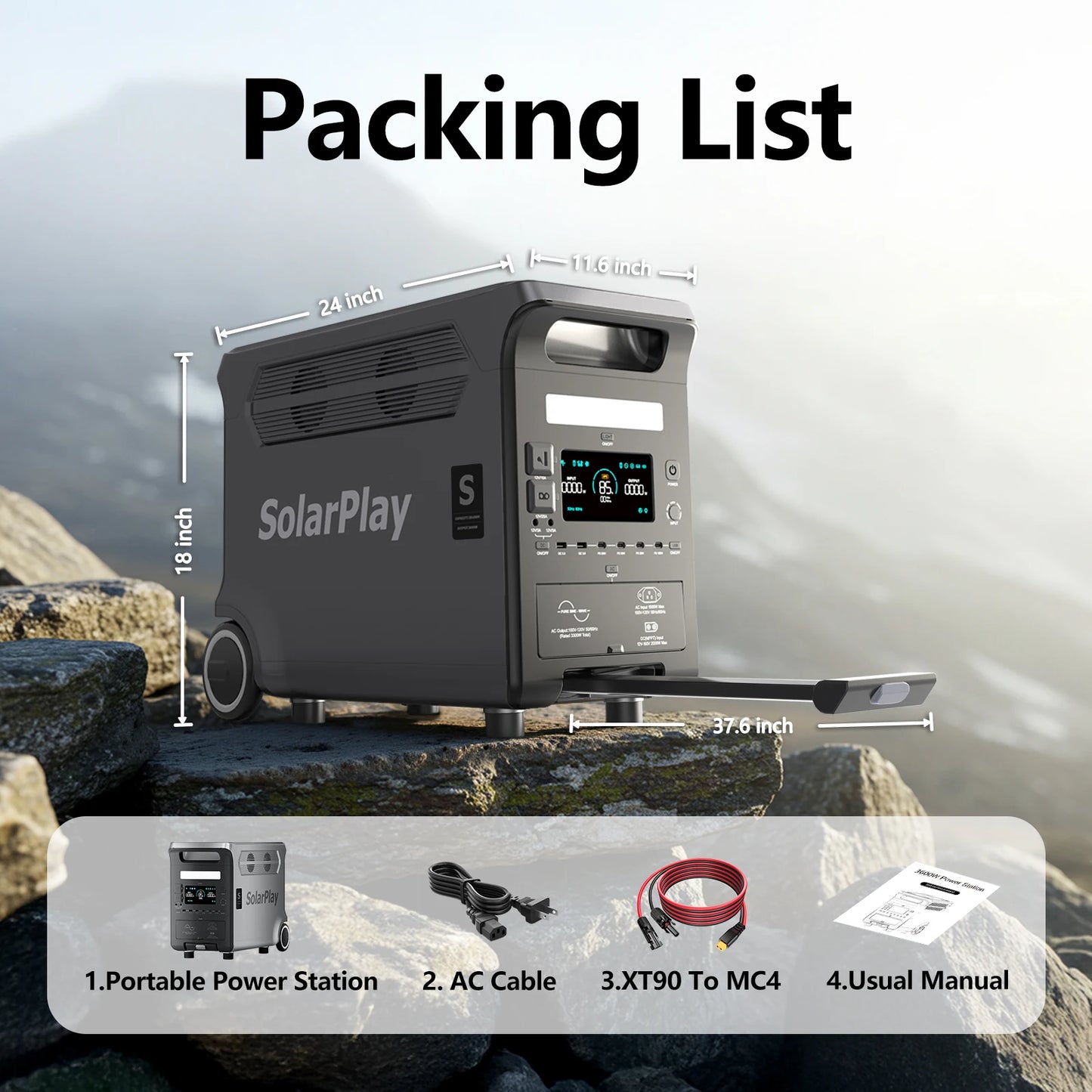 SOLARPLAY Q3600 Portable Power Station 3840Wh LiFePO4 Battery