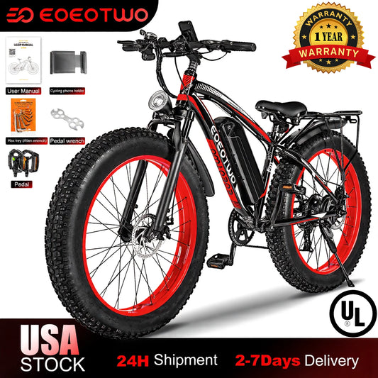 EOEOTWO E01 Electric Fat Tire Mountain Ebike 34MPH 60 Miles