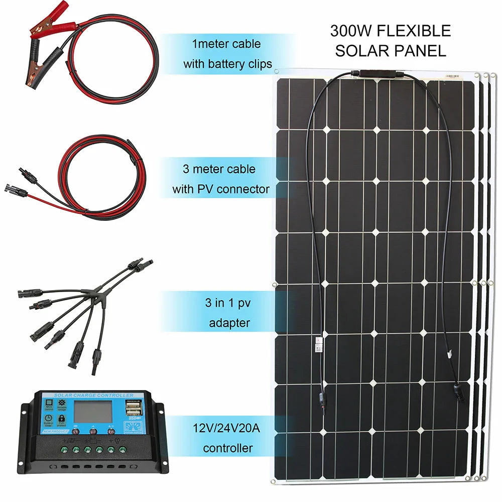 Dgsunlight Flexible 12V Solar Panel Kit With Controller For Boats