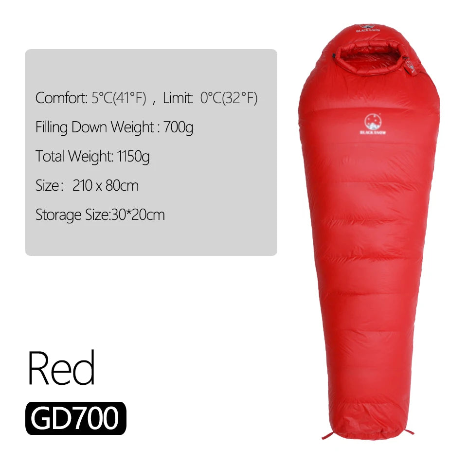 Ultralight Winter Goose Down Mummy Sleeping Bag For Adults