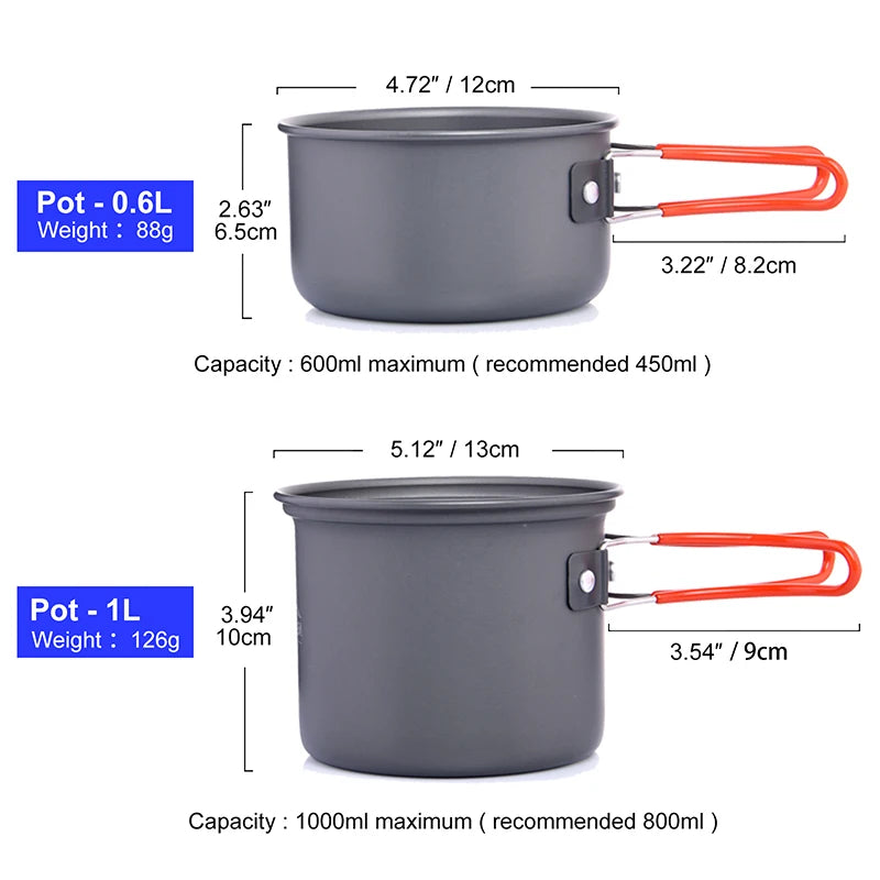 Widesea Camping Cookware Set Aluminium Portable Pots Cups Stove Utensils