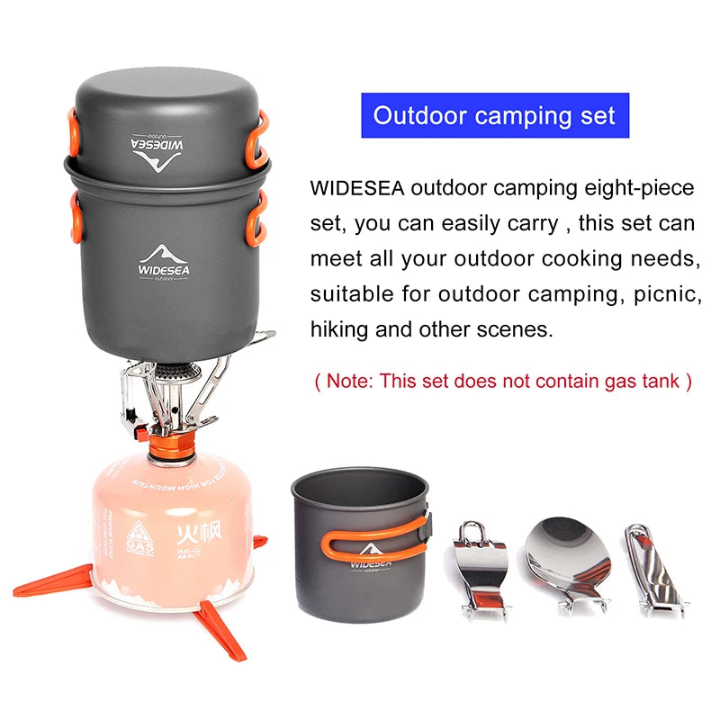 Widesea Camping Cookware Set Aluminium Portable Pots Cups Stove Utensils