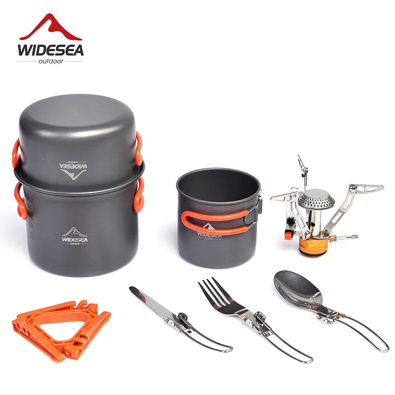 Widesea Camping Cookware Set Aluminium Portable Pots Cups Stove Utensils