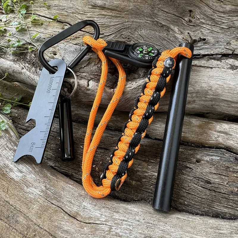 ShineTrip Survival Fire Starter Magnesium Flint Rod Kit Compass