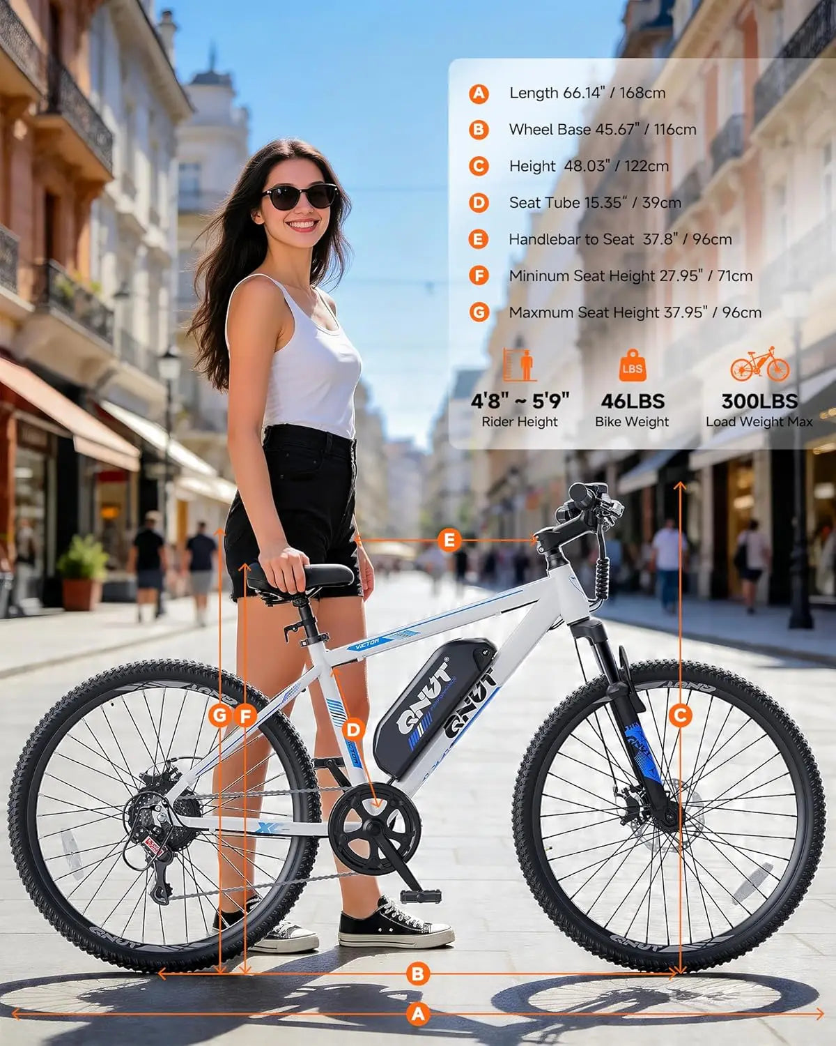Victor Mountain Electric Bike With 1000W Peak Motor Removable Battery
