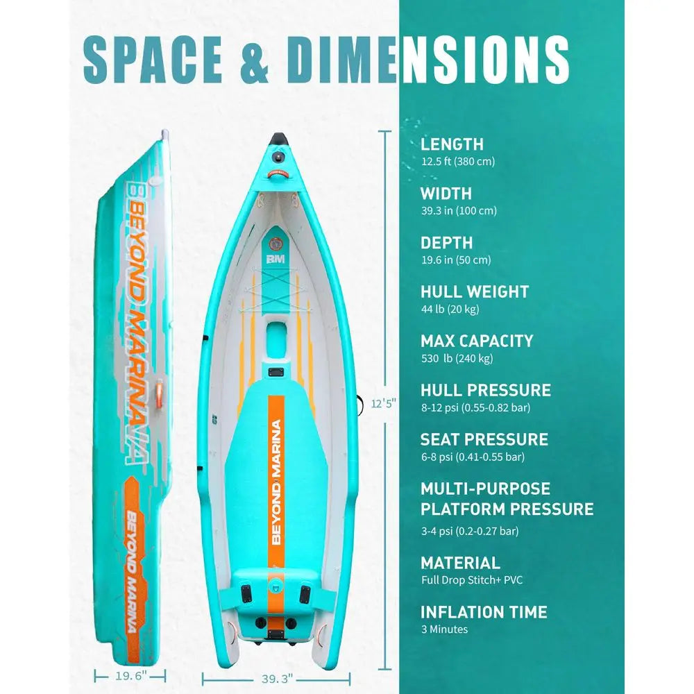Inflatable Kayak With Motor Bracket One Person Wheeled Backpack