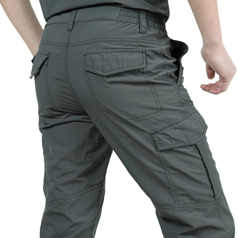 NONECN Mens Summer Tactical Cargo Pants Lightweight Waterproof Outdoor Hiking