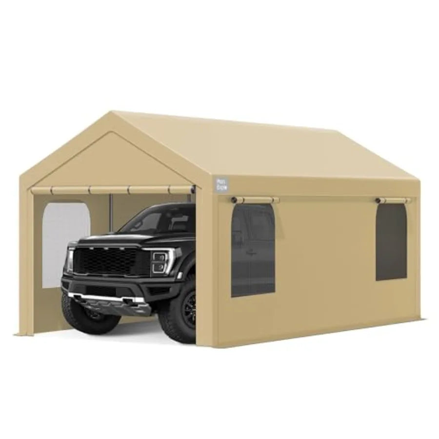 Portable Carport Canopy Shelter With Sidewalls And Roll Up Door