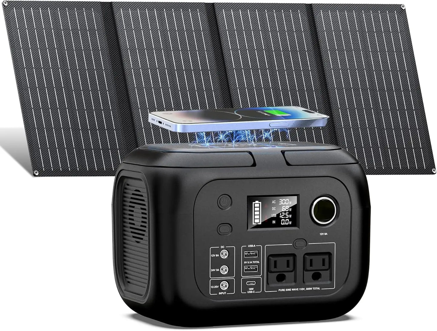 SinKeu 300W 260Wh Portable Power Station With 40W Solar