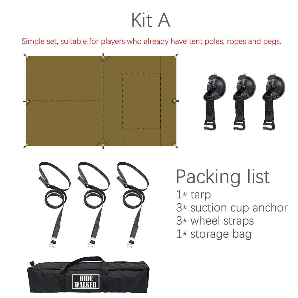 Hide Walker Car Side Awning Tent Outdoor Canopy Waterproof