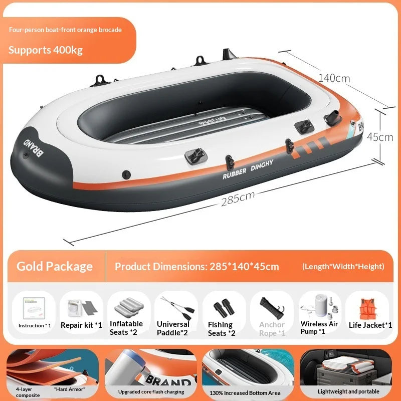 Tandem Inflatable Fishing Kayak Heavy Duty Wear Resistant