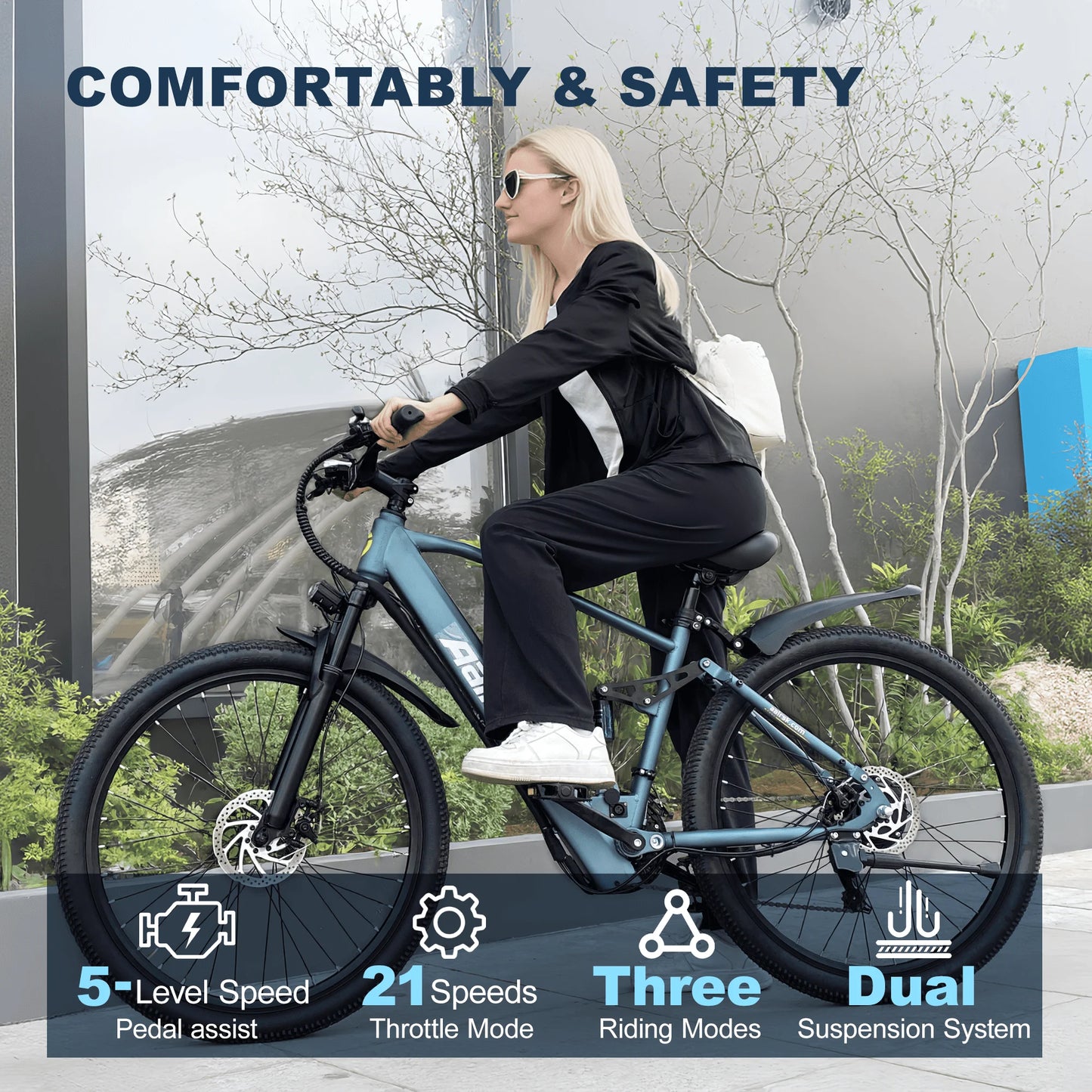 EOEOTWO GT900 750W Electric Mountain Bike With Full Suspension UL 2849 Certified