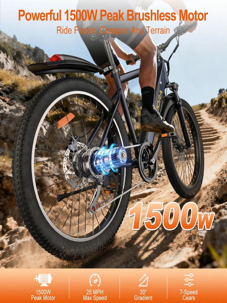 ZEFIORA 1000W Electric Mountain Bike with 48V Battery