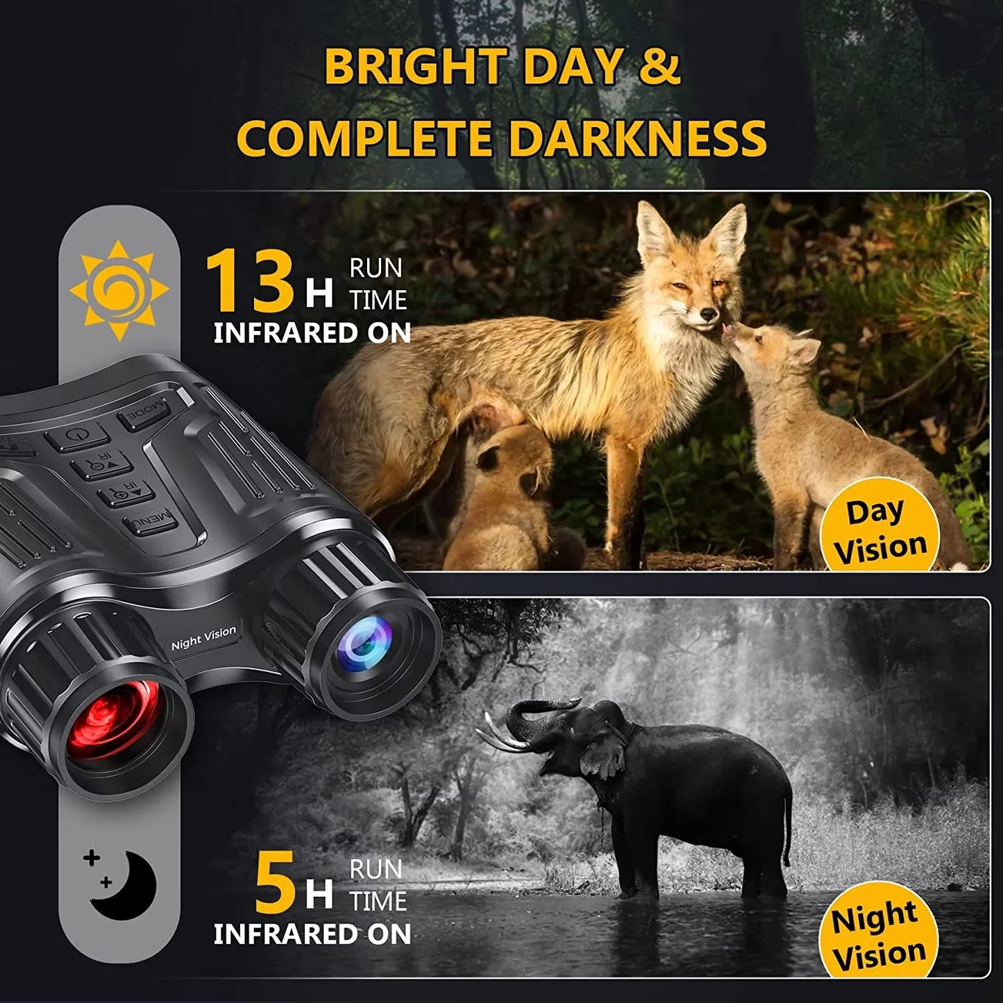 Letcmoi Rechargeable Night Vision Binoculars 8X Hunting